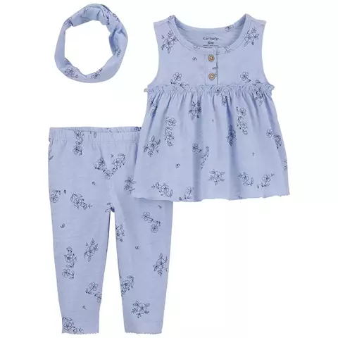 Carter´s Set 3 Piezas Remera Mangas Cortas Vincha Pantalon Floral (1Q474110) - comprar online