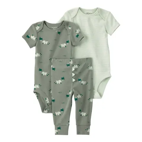 Carter´s Set 3 Piezas Bodies Mangas Cortas Pantalon Dinosaurios (1U620710)