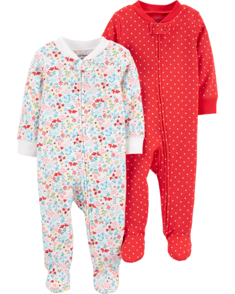 Carter's Pack 2 Osito-Pijama "Lunares y flores" (1H371010)