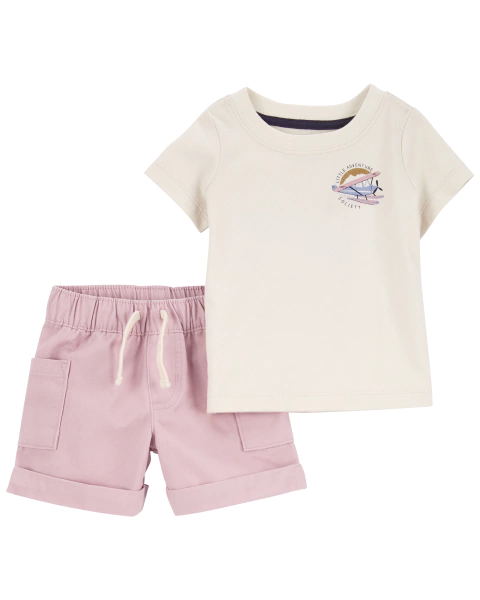 Carter´s Set 2 Piezas Remera mangas cortas y Short "Avioneta" (1N617510)
