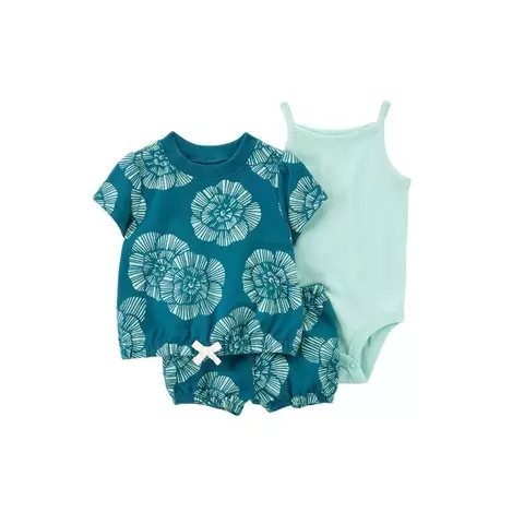 Carter´s Set 3 Piezas Remera mangas cortas. Body musculosa y Short "Florales" (1O962710) - comprar online