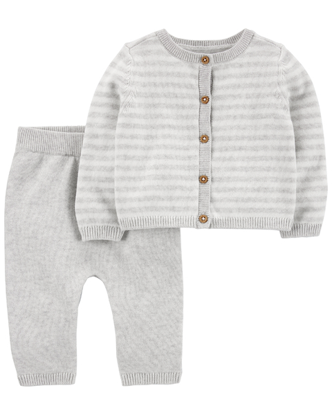 Carter´s Set 2 Piezas Cárdigan y Pantalón "Rayado Gris" (1N714510)
