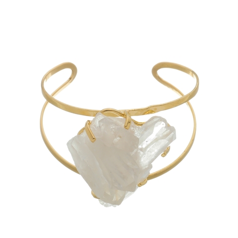 Bracelete Ártemis drusa de cristal banhado a ouro