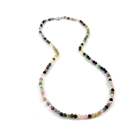 Colar choker mix de pedras naturais multifacetadas