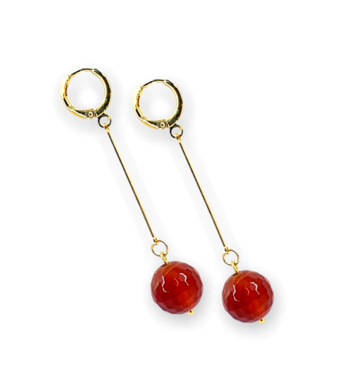 Brinco palito pedra cornalina