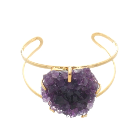 Bracelete Ártemis drusa de ametista banhado a ouro
