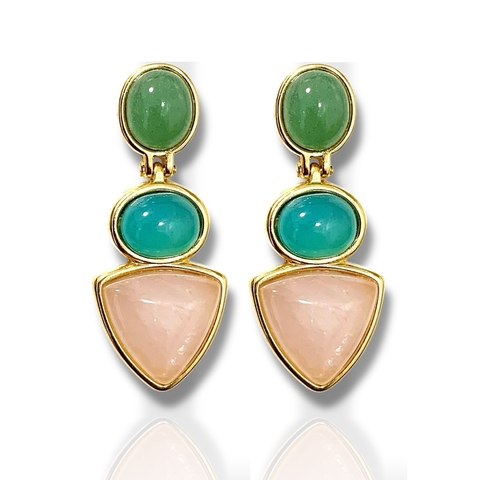 Max brinco pedras naturais quartzo verde, ágata céu e quartzo rosa - comprar online