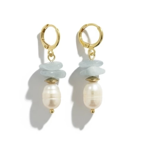 Brinco Olívia água marinha e pérolas de água doce - comprar online