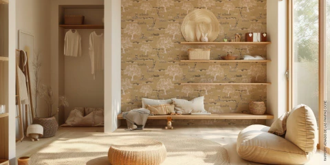 Papel para empapelar Venado de las Pampas ocre - comprar online