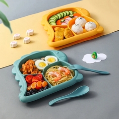 Set de alimentación Dino plato + bowl + cubiertos - tienda online