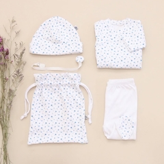 Set de nacimiento 4 piezas "Florcitas azules" - comprar online