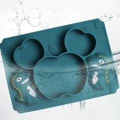 Individual con plato silicona y cubiertos Verde - comprar online