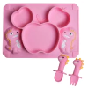 Individual con plato silicona y cubiertos Rosa