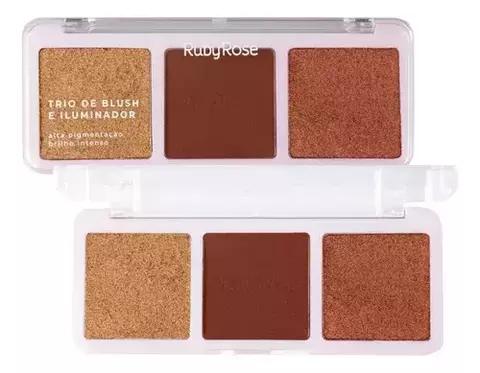(HB583M-2) Trio de rubor e iluminador TONO 2