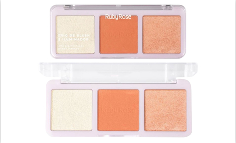 (HB583M-1) Trio de rubor e iluminador TONO 1
