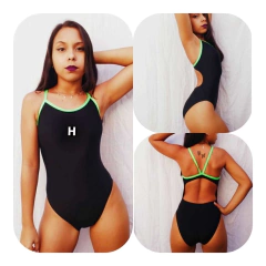 Maiô Swim Preto viés Verde