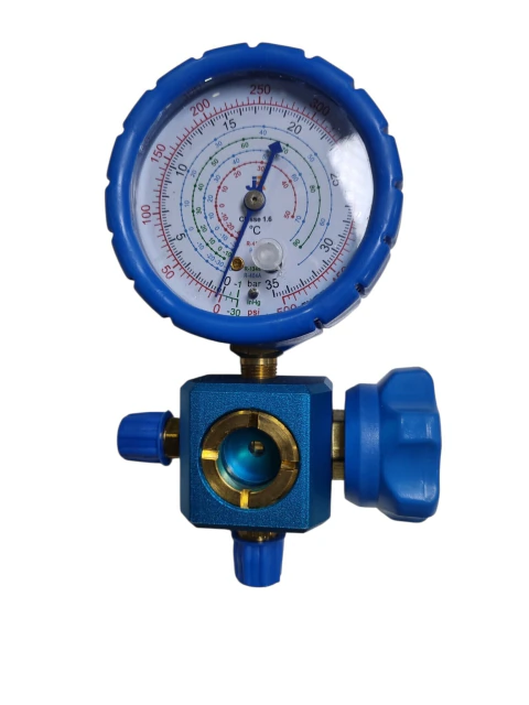 Manifold Simple de Aluminio R22-R134-R404-R410 con Protector