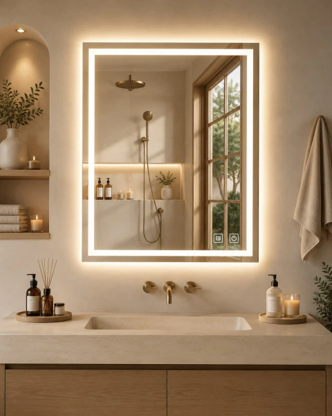 Espejo 80x60cm LED con DESEMPAÑADOR rectangular 80x60cm