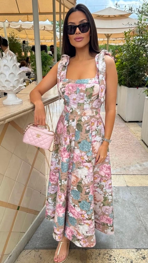 Vestido Midi Crepe Siara Floral | Limonada Pink - comprar online