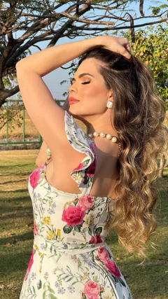 Vestido Midi Crepe Capri Floral
