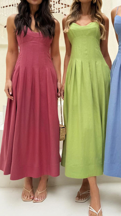 Vestido Midi Linho com Viscose Bella | Salgunamu - loja online