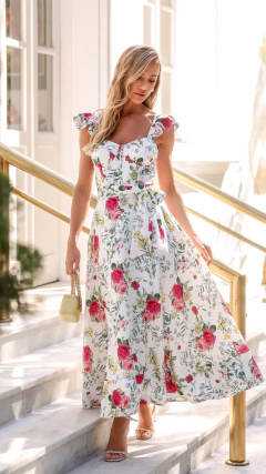 Vestido Midi Crepe Capri Floral na internet