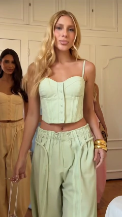 Conjunto Fatima de calça e corset em algodão | Salgunamu - loja online