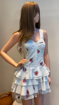 Imagem do Vestido Nina estampa flores algodão com elastano, acompanha shorts forro| Salgunamu