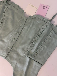 Conjunto Cris de corset e calça em linho com viscose | Salgunamu - Tati Bernardo 