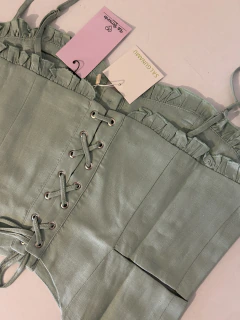 Conjunto Cris de corset e calça em linho com viscose | Salgunamu na internet