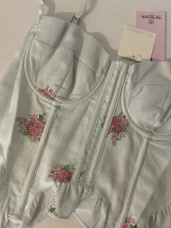Imagem do Conjunto Aline de corset e saia em linho com viscose | Salgunamu
