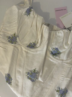 Conjunto Fernanda corset e calça ampla em linho | Salgunamu - comprar online