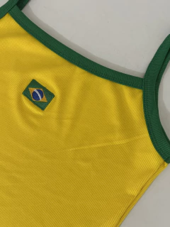 Cropped Brasil Roberta Canelada Bordada - Tati Bernardo 