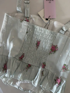 Conjunto Cintia estampa flores e poá em linho com viscose | Salgunamu