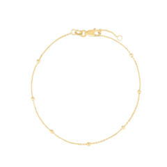 Pulsera Bolitas 2 mm Plata 925 Dorada