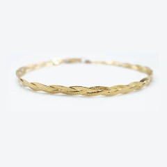 Pulsera Trenzada Plata 925 Italiana Dorada Espesor 5 mm