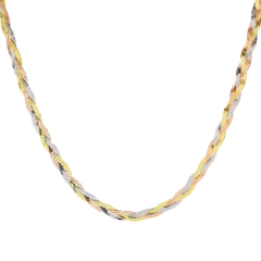 Gargantilla Trenzada Plata 925 Italiana Tres Colores Espesor 3 mm