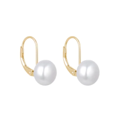 Aros Brisura Perla de Cultivo Boton en Plata 925 Dorada - comprar online