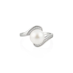 Anillo Ondina Perla en Pavé Plata 925
