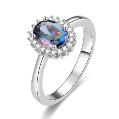 Anillo Roseta Topacio Mistico Plata 925 8mm