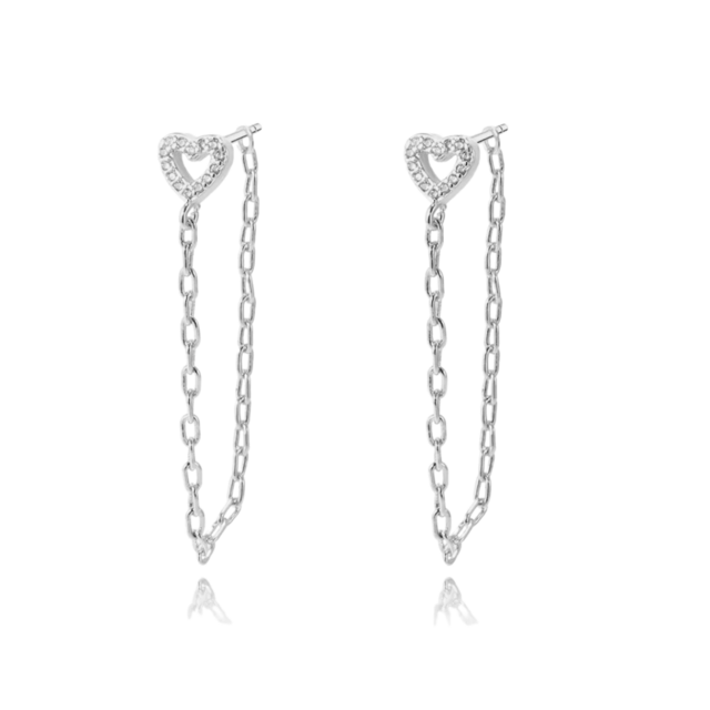 Aros Cadenita Corazon Acero thumbnail 2