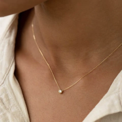 Collar Solitario Punto de Luz en Plata 925 Dorada 4 mm en internet