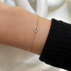 Pulsera Amuleto Ojo Protector Plata 925 Dorada en internet