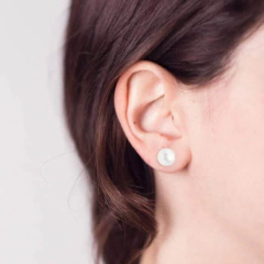 Aros Perla Boton Plata 925 Dorada en internet