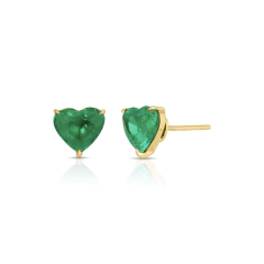 Aros Corazon Verde Esmeralda Plata 925 Dorada