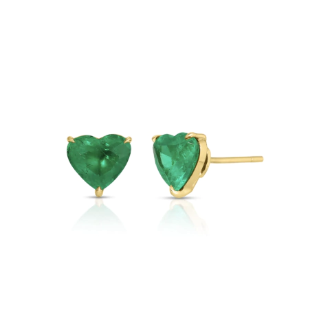 Aros Corazon Verde Esmeralda Plata 925 Dorada