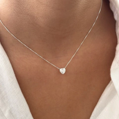 Collar Bisel Corazon Plata 925 - comprar online