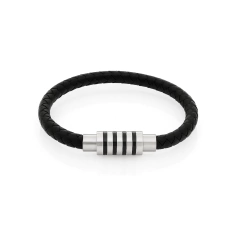 Pulsera para Hombre AXIS Cuero Trenzado y Acero bi Color