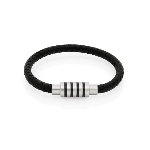 Pulsera para Hombre AXIS Cuero Trenzado y Acero bi Color