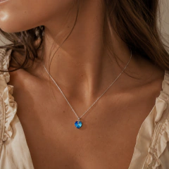 Collar Crystal Corazon Bermuda Blue en Plata 925 - comprar online